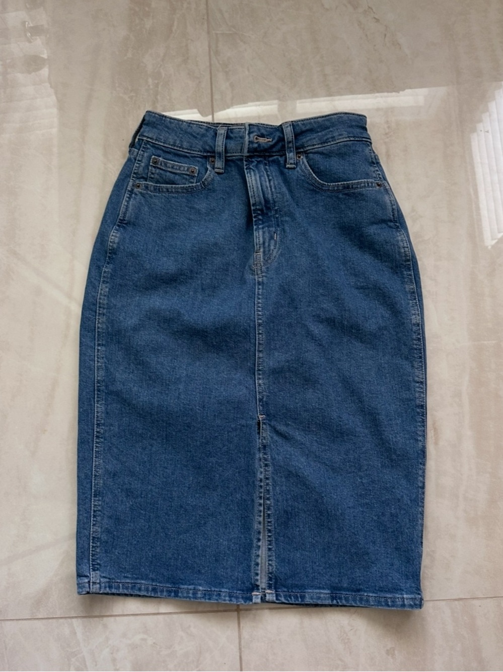 GAP Blue Denim Midi Pencil Skirt